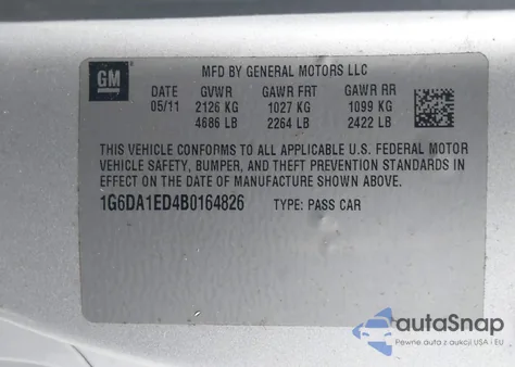 2011 Cadillac Cts Standard z USA, uszkodzony, nr VIN 1G6DA1ED4B0164826